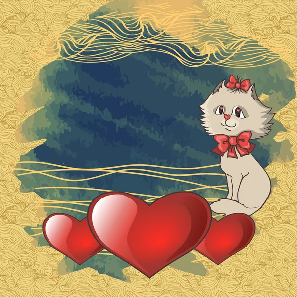 Tarjeta de gato de San Valentín . — Archivo Imágenes Vectoriales