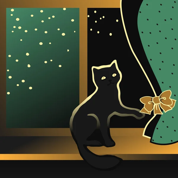 Kočka sedí na okenní parapet — Stockový vektor