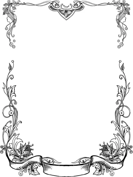 Black And White floral frames. — Stock Vector