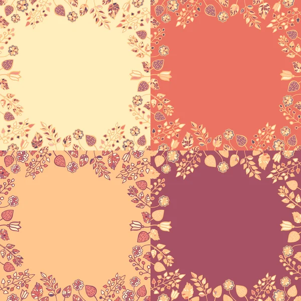 4 floral branches backgrounds — Stock Vector
