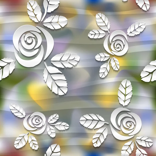 Verschwommenes nahtloses Wellenmuster mit Rosen. 3D abstrakter Hintergrund. — Stockfoto