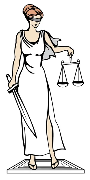 Themis - diosa de la justicia. Ilustración vectorial. Femida — Vector de stock