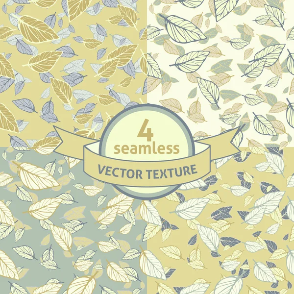 4 seamless vector leafy texture — Stock Vector