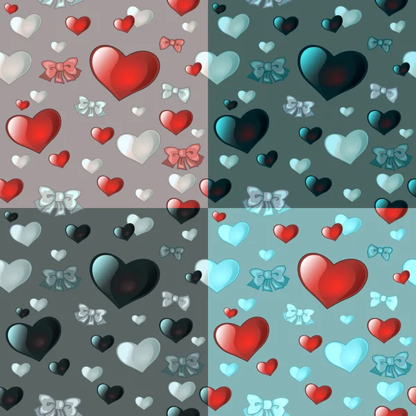 Seamless pattern with heart and bow. Set. — Stock Photo, Image