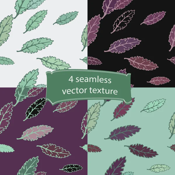 4 seamless vector leafy texture — Stock Vector