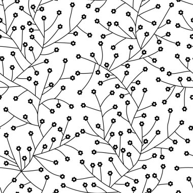 Siyah ve beyaz desensiz çiçek deseni
