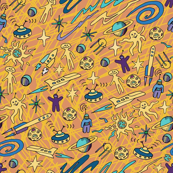 hand drawn space seamless pattern.