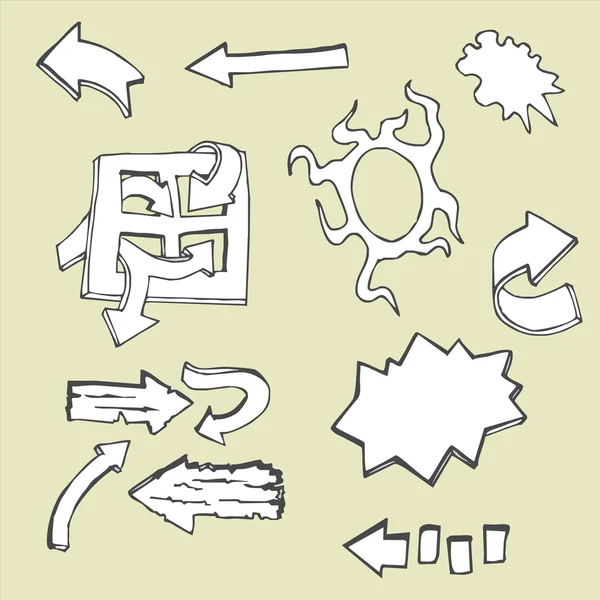 Conjunto de vector doodle dibujo abstracto flechas y símbolos — Vector de stock