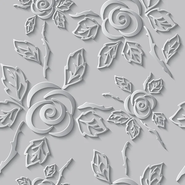 Nahtlose abstrakte 3D weißen Hintergrund. Papierrosen — Stockfoto