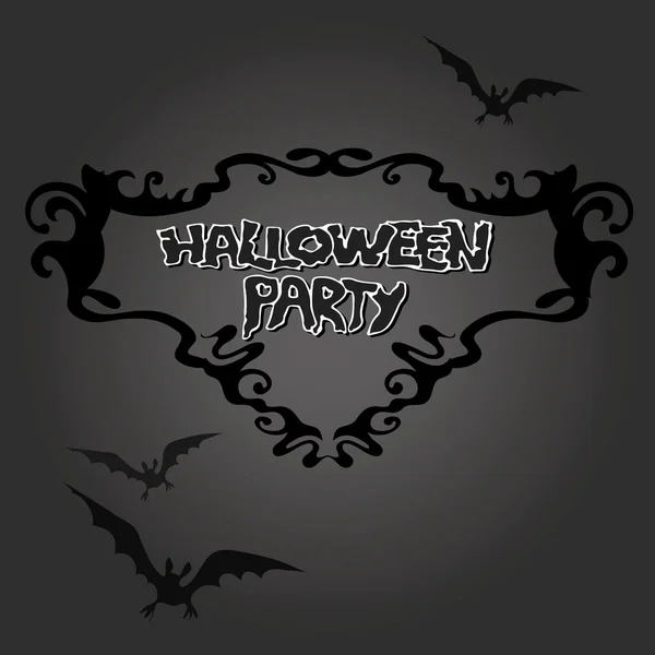 Cornice di Halloween con un pipistrello volante su uno sfondo scuro . — Vettoriale Stock