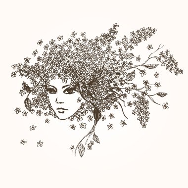 Hackberry-kız. Kabataslak sanat.