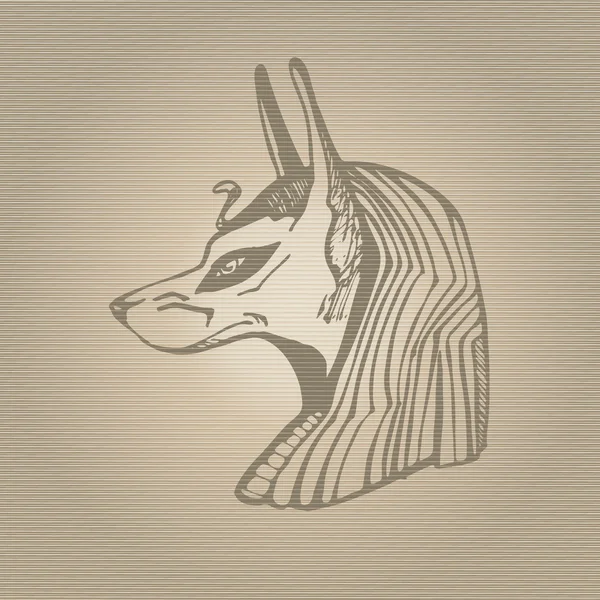 Anubis simgesi. Çizilmiş vektör çizim el — Stok Vektör
