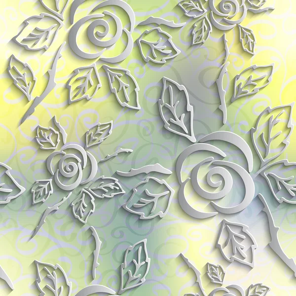 Бесшовный абстрактный трехмерный фон. Бумажные розы — стоковый вектор