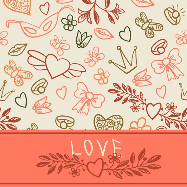 Cartoon vector background for Valentines Day. — Stock Vector