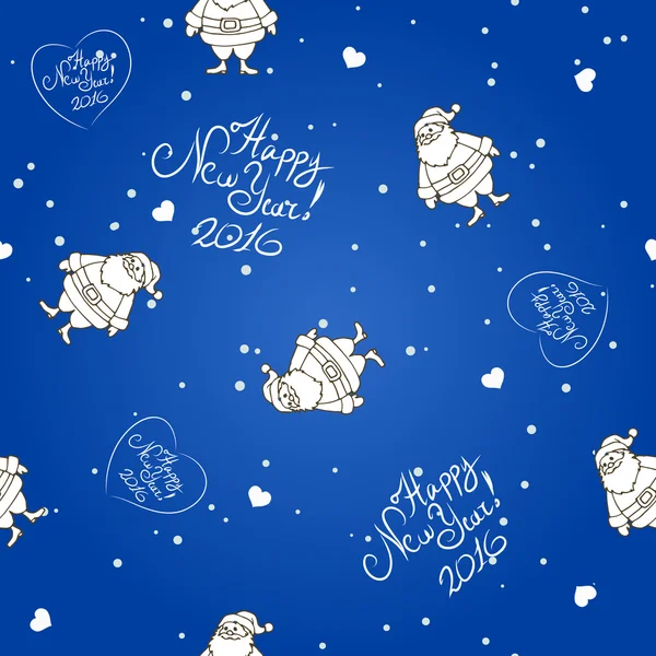 Tiefblauer Hintergrund mit Weihnachtsmännern — Stockvektor