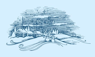 Kış köyü manzarası