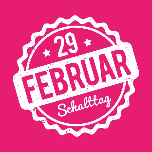 Schalttag 29 二月份斯坦普尔德国白色粉红色的背景. — 图库矢量图片