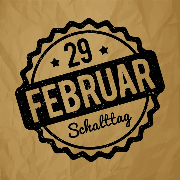 Шальттаг 29 февраля Штемпель немецкий черный на скомканном бумажном коричневом фоне . — стоковый вектор