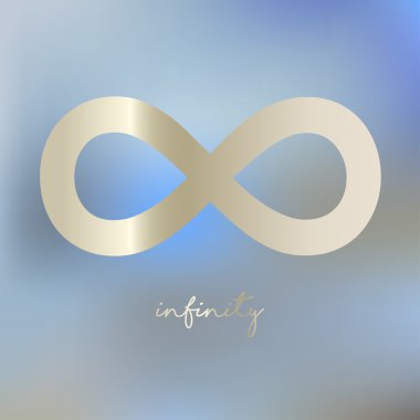 Sonsuzluk simgesi bir ışık mavi bokeh sis arka plan üzerinde inci.