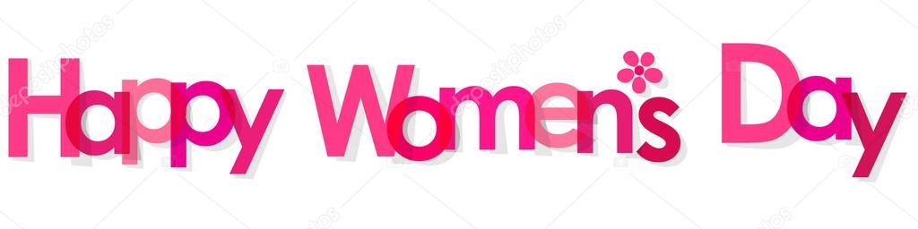 Happy Women's Day banner pink with Flower transparent on a white background.