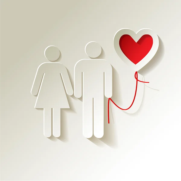 Sevgililer kağıt çift kalp ile