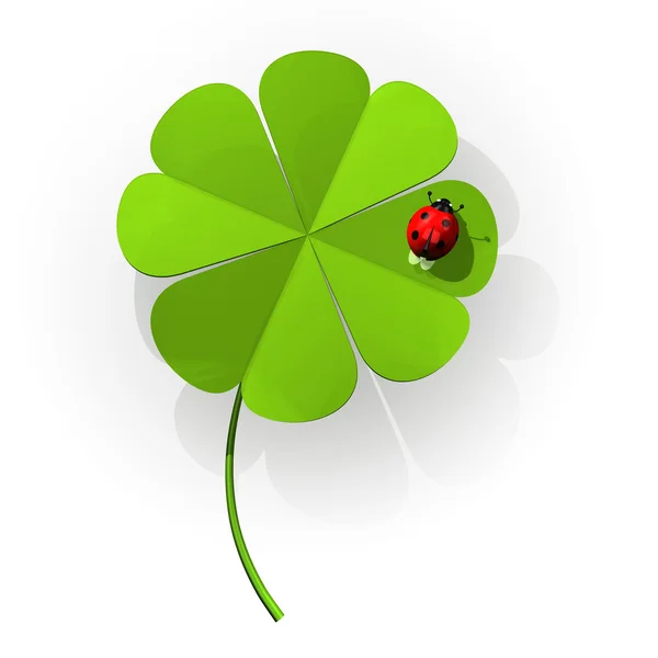 Ladybug on a four-clover — Stock Photo, Image