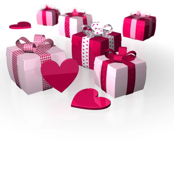 Valentine's day heart Gifts polka caro white roseate pink — Stock Photo, Image