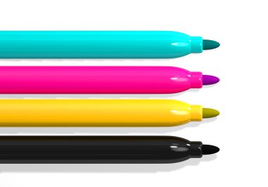 CMYK 4 işaretleri mavi pembe sarı tuş