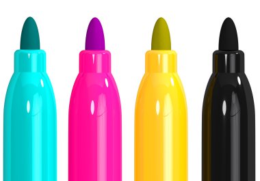 CMYK 4 işaretleri mavi pembe sarı tuş