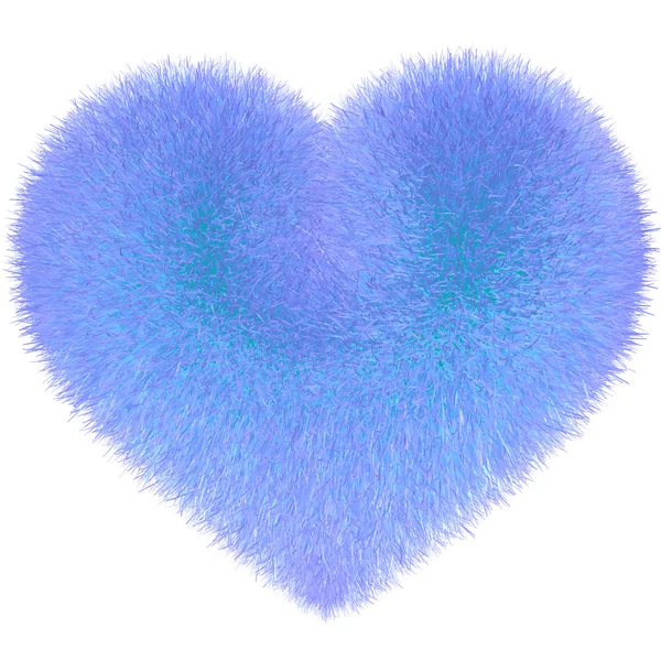 Heart in fur light blue violet purple — Stock Photo, Image