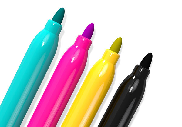 CMYK 4 markers cyan magenta yellow key