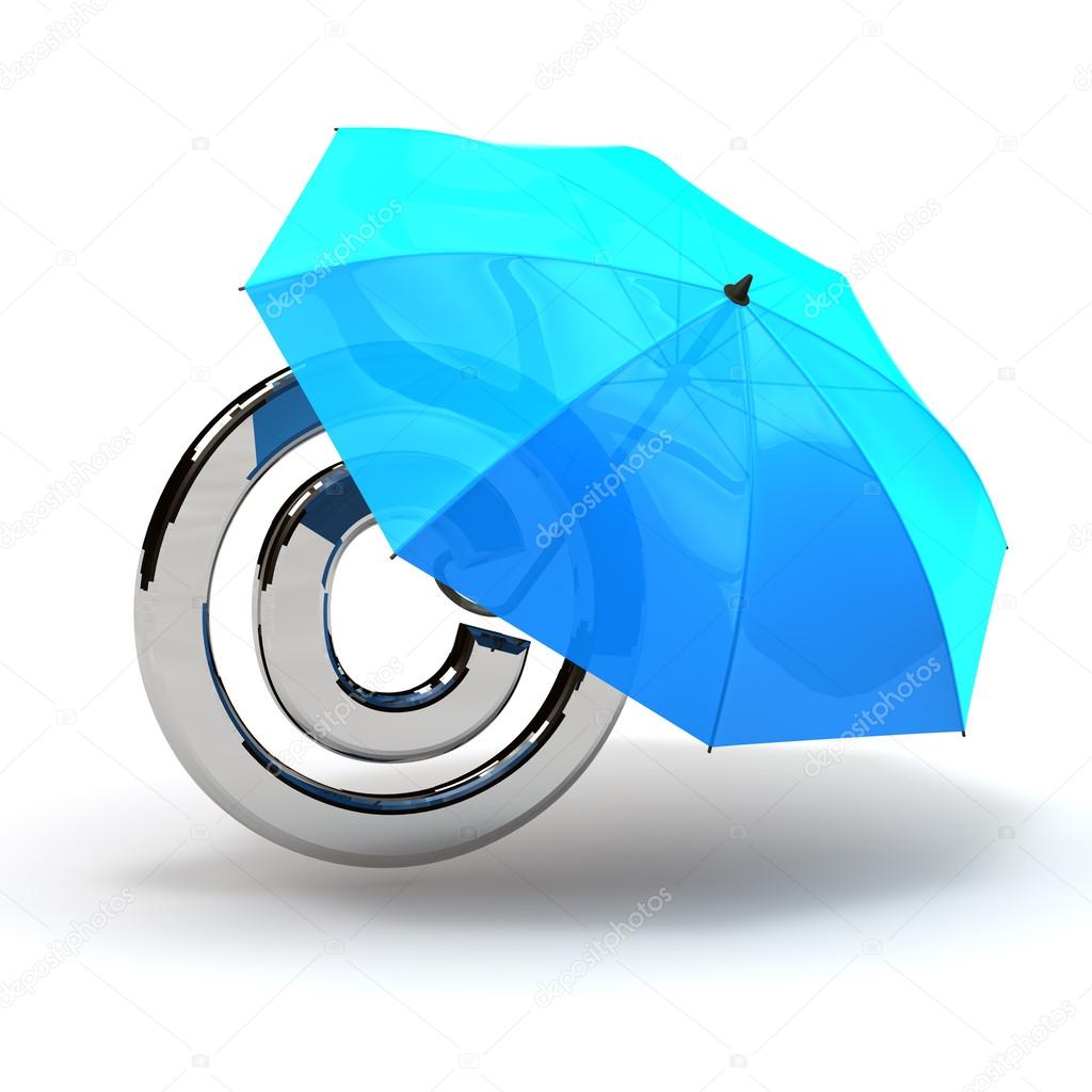 Copyright symbol with umbrella protection blau