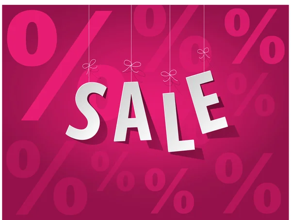 Sale of percent on a pink background — Stock Vector