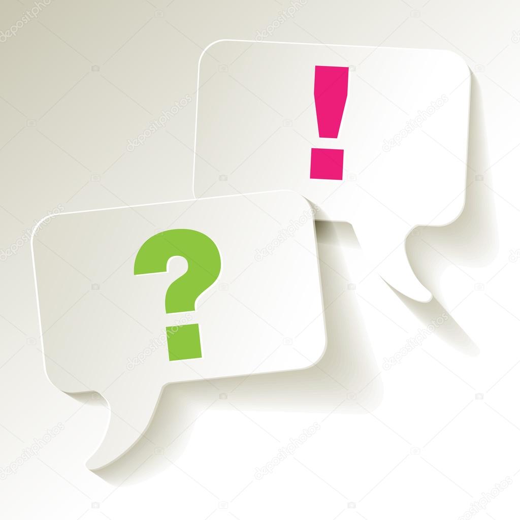 Chat speech bubbles question mark green exclamation pink