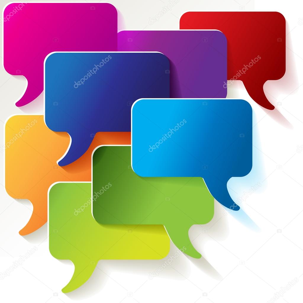 Chat speech bubbles colorful vector white background