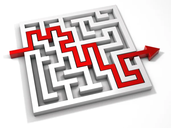 Labyrinth maze 3d red — Stock Photo, Image