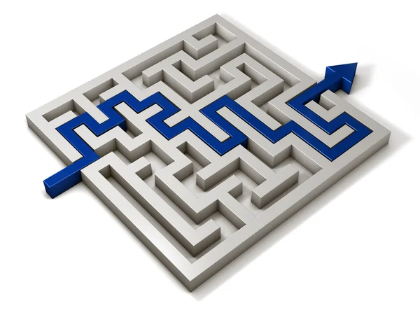 Labyrinth maze 3d blue — Stock Photo, Image