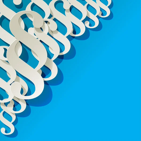 Paragraf sembolü kağıt mavi zemin üzerine köşedeki