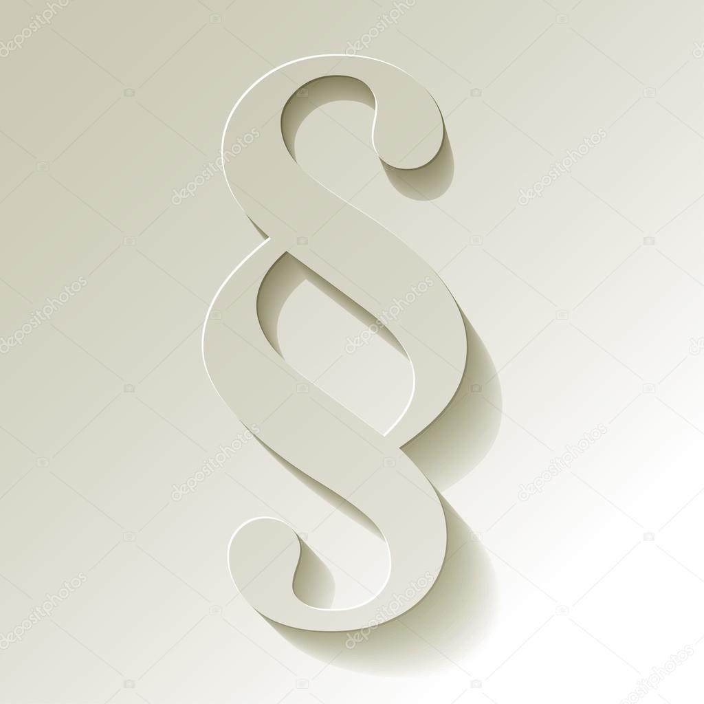 Paragraph white symbol paper on white background