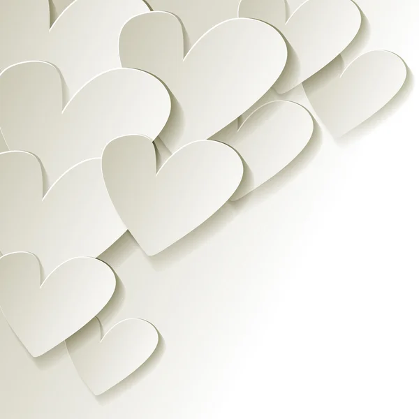 Beyaz kağıt kalpler vektör köşesinde