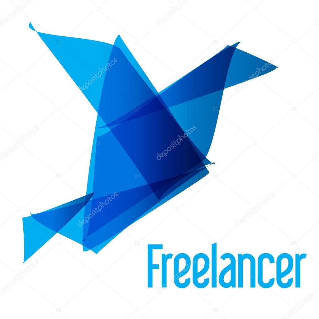 Freelancer Logo bird origami blue