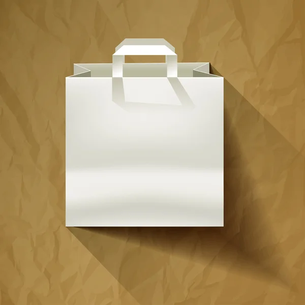 Paper bag sale white on crumpled paper brown background — Stock Vector