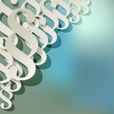 Paragraf sembolleri kağıt bokeh sis arka köşeye
