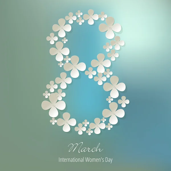 8 maart symbool international Women's Day op de achtergrond bokeh — Stockvector