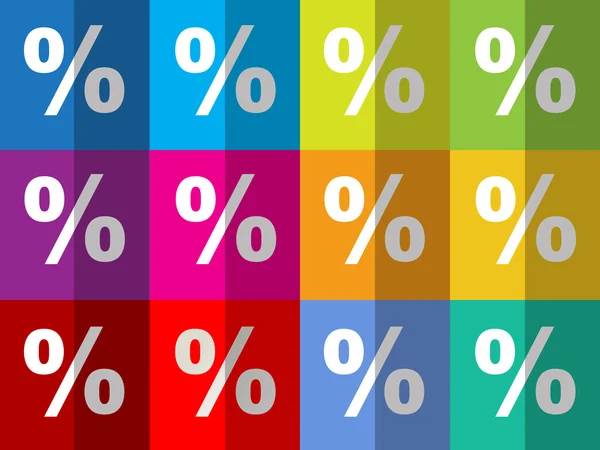 Porcentaje de símbolos en el patrón a cuadros fondo colorido — Vector de stock