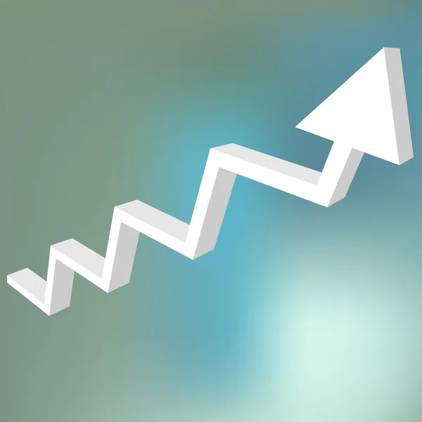 Pilen diagram analys 3d vit på blå bokeh bakgrund — Stock vektor