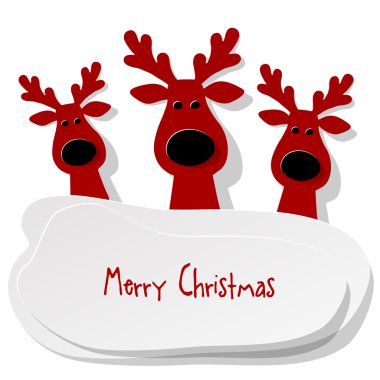Noel Reindeer kırmızı beyaz bir arka plan üzerinde