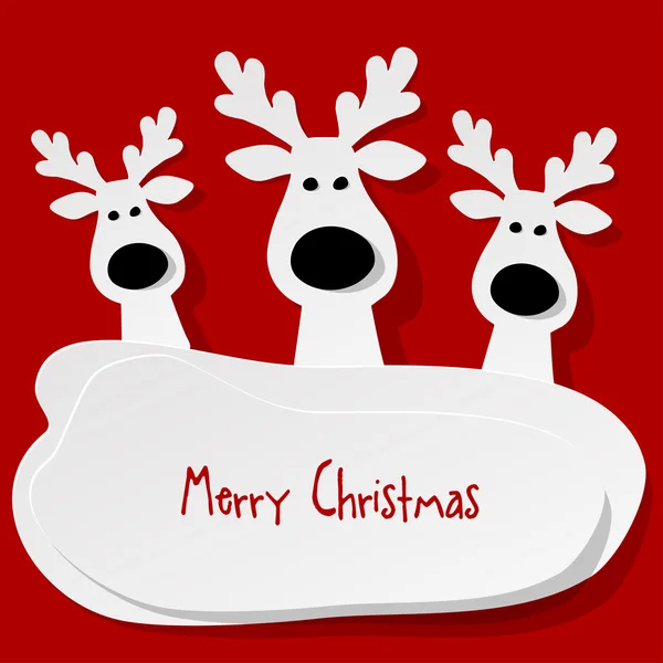 红色背景上的圣诞驯鹿 — 图库矢量图片