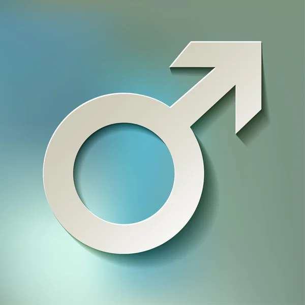 Male icon - Mars vector symbol with shadow on a blue bokeh background — Διανυσματικό Αρχείο