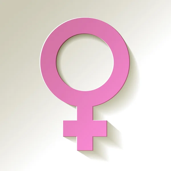 Значок женского пола - символ вектора Венеры с теневым розовым оттенком — стоковый вектор